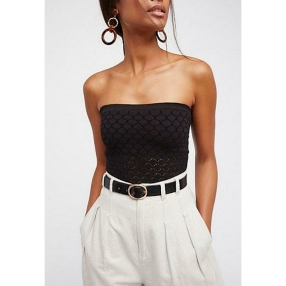 Free People Tops - FREE PEOPLE crochet lace black tube top